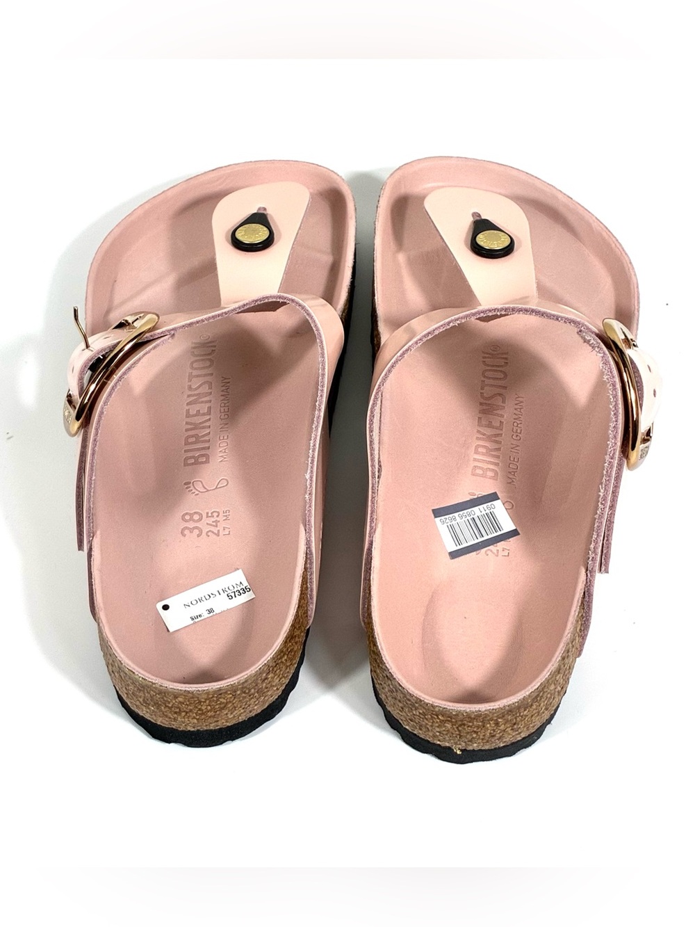 Birkenstock Gizeh Big Buckle Sandals Light Rose Leather High Shine 38 EUB 7 New - Picture 10 of 17
